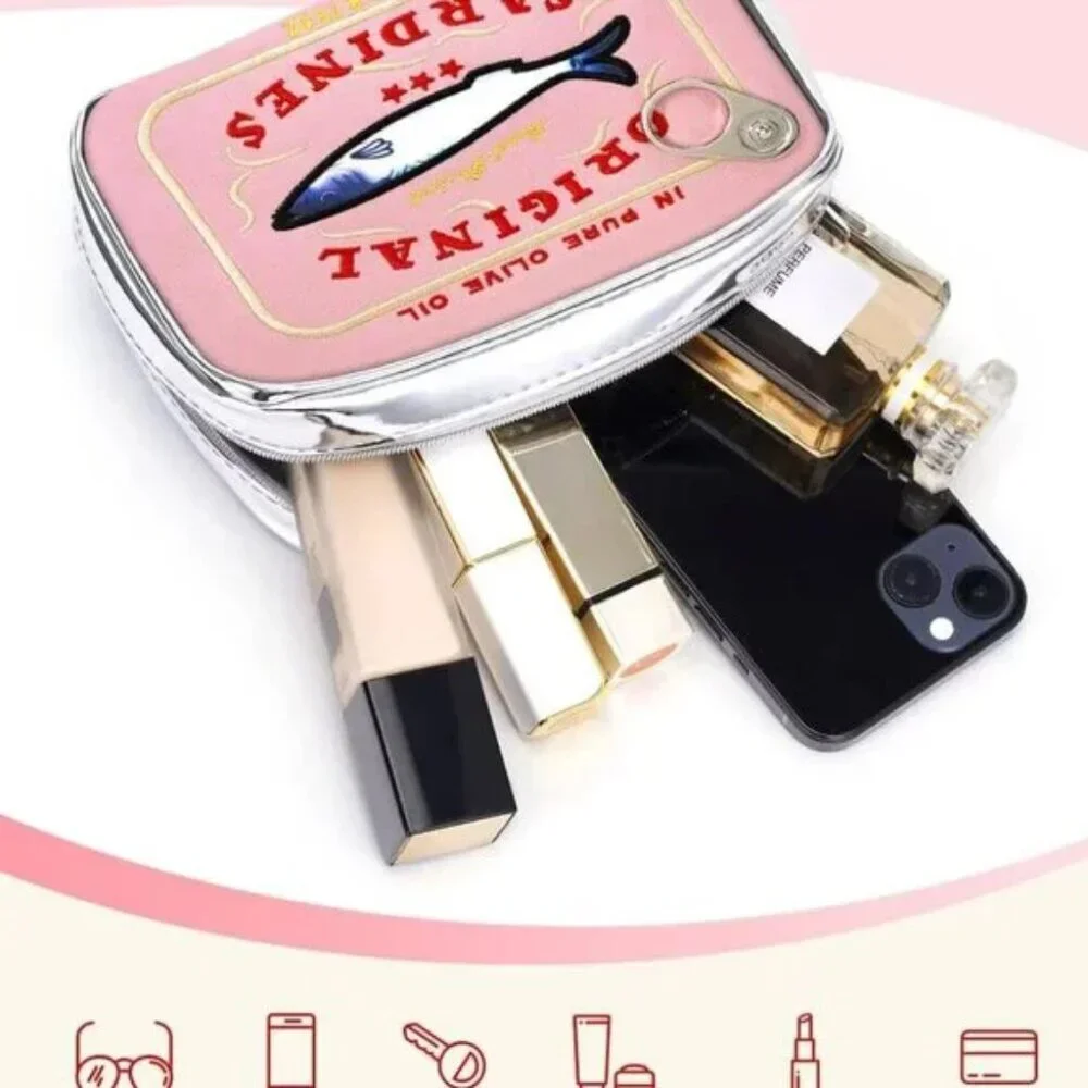 Viral‎ Pink “Can of Sardines” Cosmetic Bag BRAND-NEW & SO CUTE!